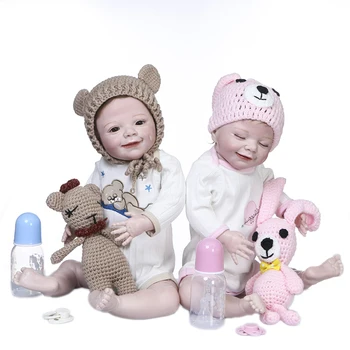 22 Palčni Priljubljena Prerojeni Baby Doll Spalna Aprila Smeška Fant Dekle Mehko Krpo Telo/ Polni Silikona Lutke Darilo