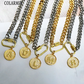 8 Pramenov Krog črke čare Punk ogrlica za ženske 26 abeced nakit ne zbledi barva kovinsko Zlata & Bela ogrlica 9708