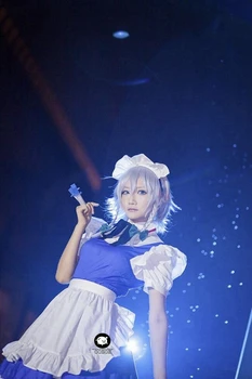 Anime Touhou Projekta Izayoi Sakuya Cosplay Kostum Modra Obleka JK Enotno Halloween Party