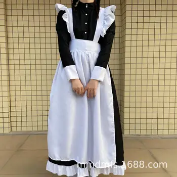 Klasična črna in bela Devica Obleko Japonska Gotska dolgo obleko lady big brother Lolita Devica Obleko cosplay cosplay kostumi