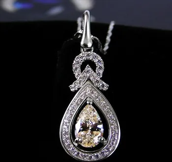 Ocean srce Lolita Nakit 1ct Diamond Diamond Ogrlico, Obesek za ljubitelje 925 čisto srebro, platina prekrita ženske set